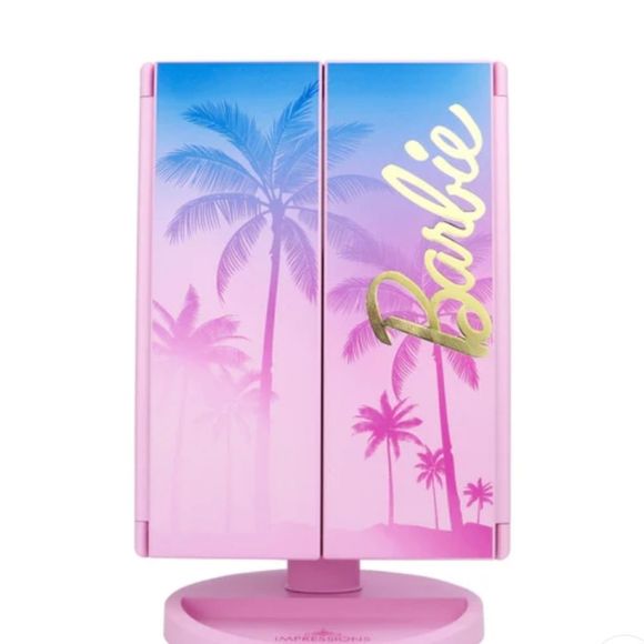 Impressions X Barbie Tri-Fold LED Tri-Tone Makeup Mirror w/Magnification - Picture 2 of 7